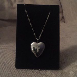 Sterling Silver Diamond Cross Locket with Chain